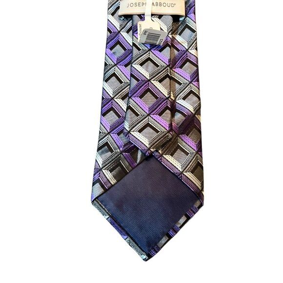 Joseph Abboud 100% Silk Neck Tie Purple/Gray Geometric 3.5" x 59" Men's Classic - Picture 7 of 9